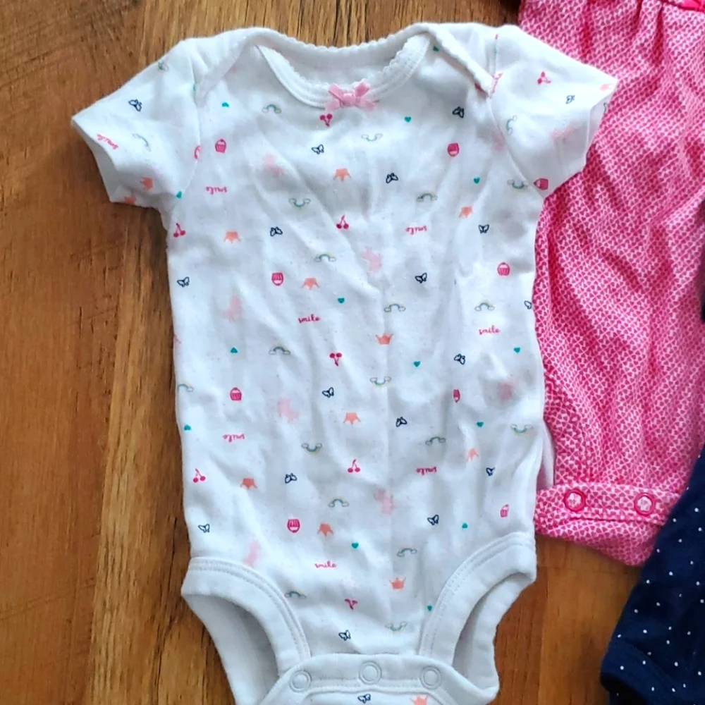 Carters Child of Mine Girls 3 Pack Short‎ Sleeve Onesies